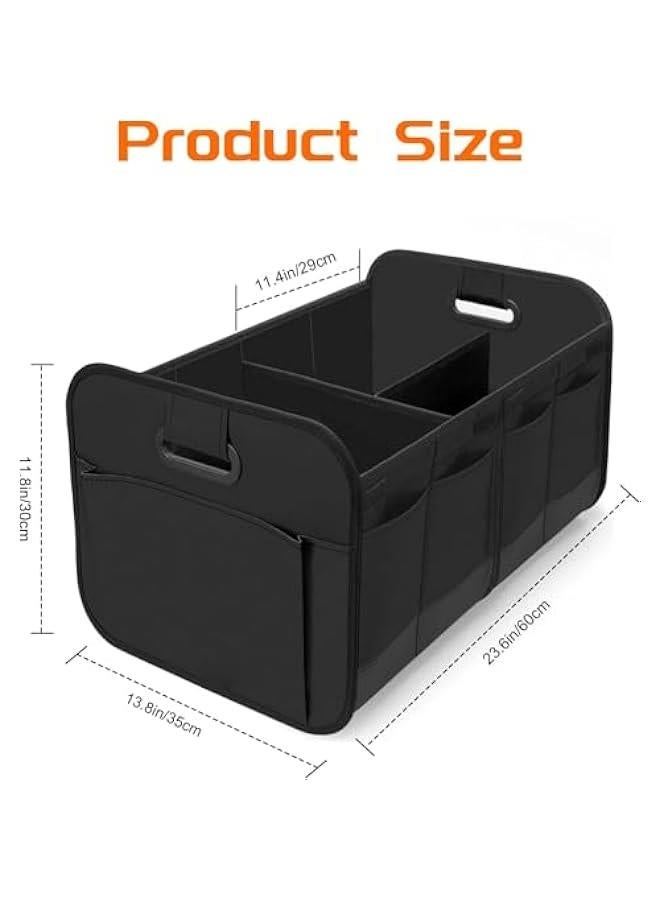 HOOKOR Trunk Organizer for Car,Car Storage,Reinforced Handles,Collapsible Storage Box with Dividers,Foldable and Waterproof,600D Oxford Polyester,Suitable for Any Car,SUV,Van (Black) - Image 5