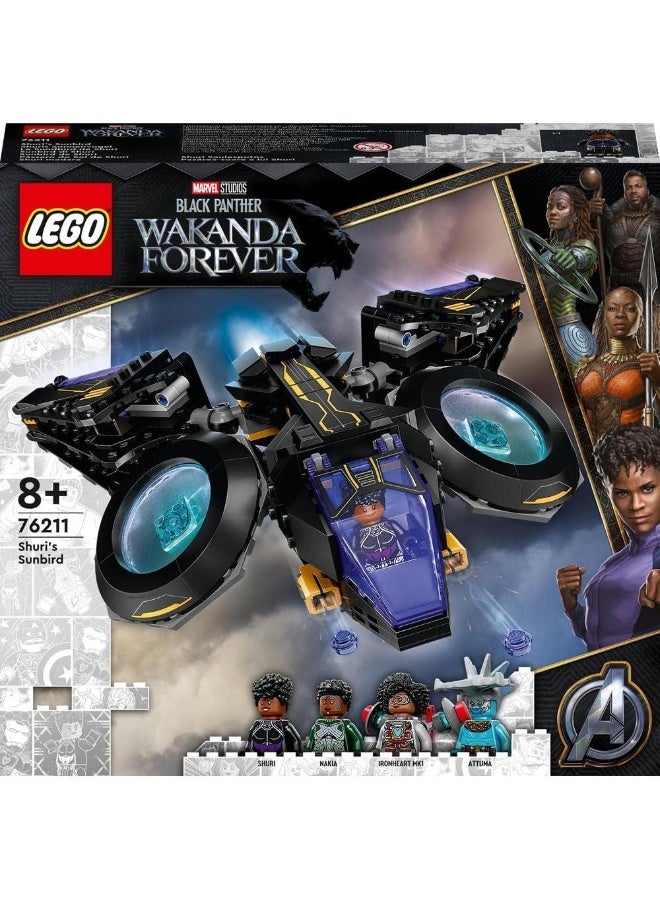 LEGO 76211 Marvel Shuri's Sunbird, Black Panther Aircraft Buildable Toy Vehicle for Kids, Wakanda Forever Set, Avengers Superheroes Gift Idea - Image 2