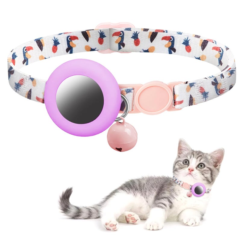 TecoKart ® Airtag Cat Collar Kitten Collar with Airtag Holder and Bell Cat Belt Breakaway Puppy Collar for Mini Dogs & Cat - Image 1