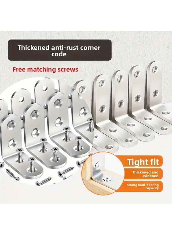 50 Pcs L Shaped Angle Bracket Set 10 Brackets 40 Screws Stainless Steel Furniture Assembly - Image 2