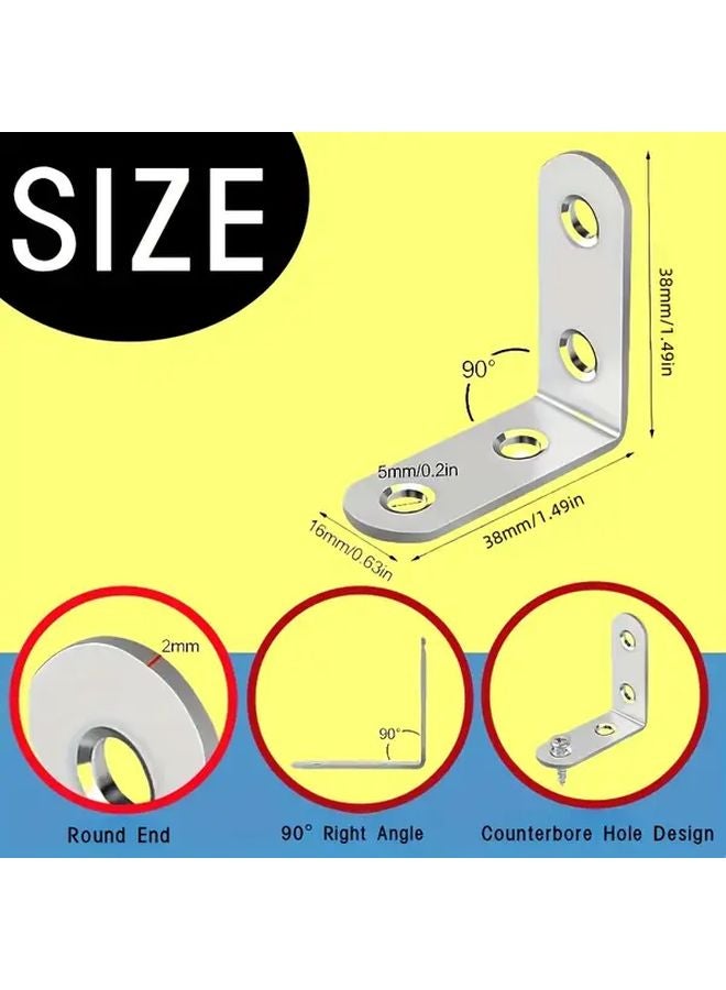 50 Pcs L Shaped Angle Bracket Set 10 Brackets 40 Screws Stainless Steel Furniture Assembly - Image 4