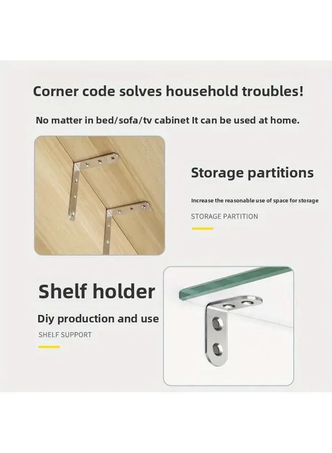 50 Pcs L Shaped Angle Bracket Set 10 Brackets 40 Screws Stainless Steel Furniture Assembly - Image 3