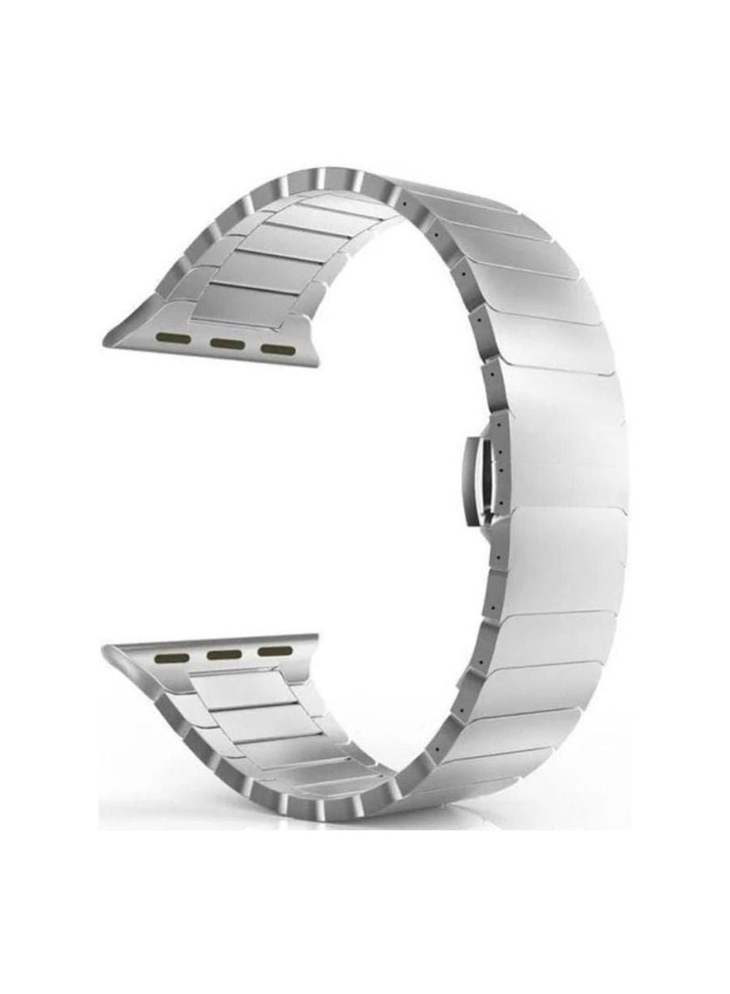 vesus Stainless Steel Link Bracelet Band for Apple Watch Series 6 SE 5 4 3F Strap Replacement 44mm/45mm/42mm/49mm Silver