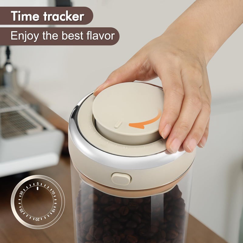 VZZNN 2 Pack 37oz Coffee Bean Storage Container with Scoop Glass Airtight Coffee Canister with One-Way Valve Airtight Lid Date Tracker Storage Container for Grounds Beans Tea Cereal Sugar Flour Cookies - Image 5