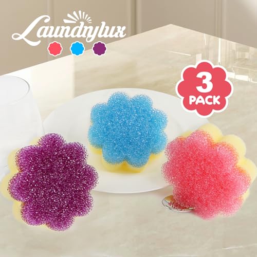 LAUNDRYLUX Scrub Sponge, Dual-Sided Temperature-Responsive Scrubber - Non-Scratch - Multipurpose Dish Sponges for Kitchens, Bathrooms, and Outdoor Use - 3 Pack - Image 2