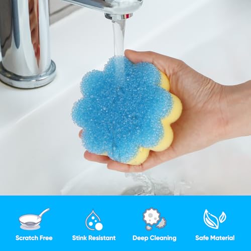LAUNDRYLUX Scrub Sponge, Dual-Sided Temperature-Responsive Scrubber - Non-Scratch - Multipurpose Dish Sponges for Kitchens, Bathrooms, and Outdoor Use - 3 Pack - Image 4