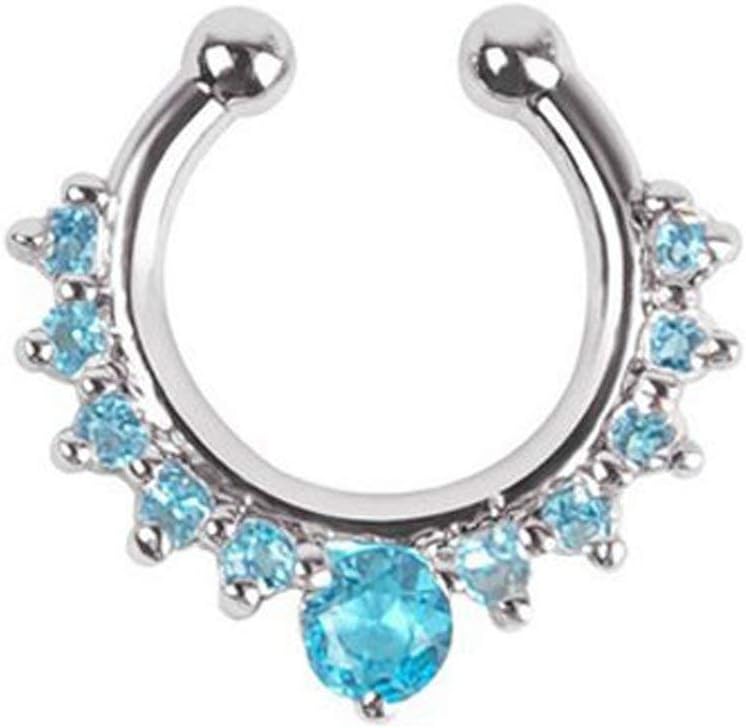 XUKEKOY 6pcs Fake Septum Clicker Nose Ring Rhinestone Non Piercing Hanger Clip Body Jewelry - Image 3