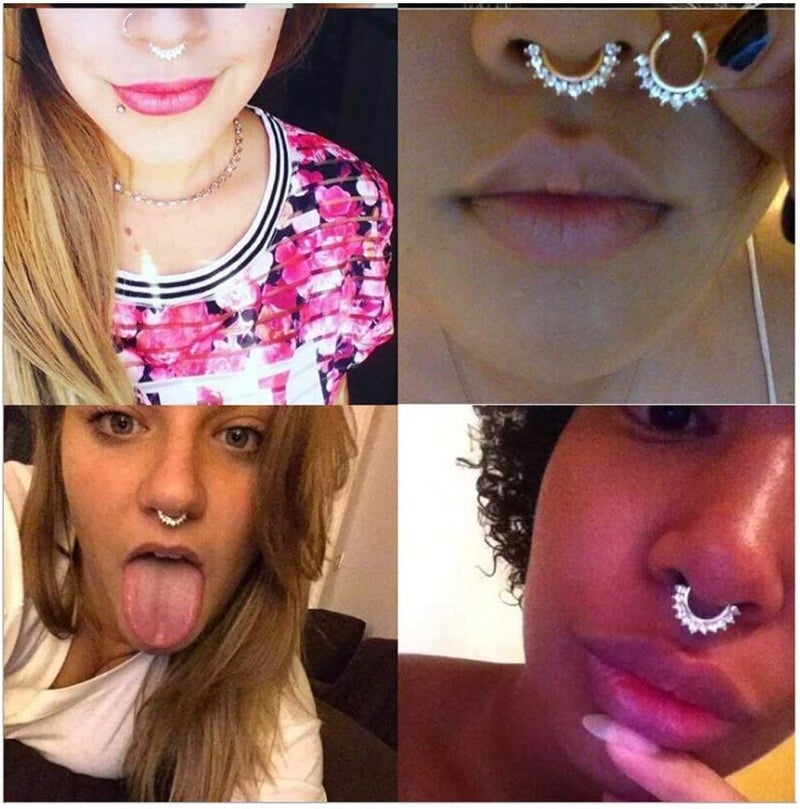 XUKEKOY 6pcs Fake Septum Clicker Nose Ring Rhinestone Non Piercing Hanger Clip Body Jewelry - Image 5