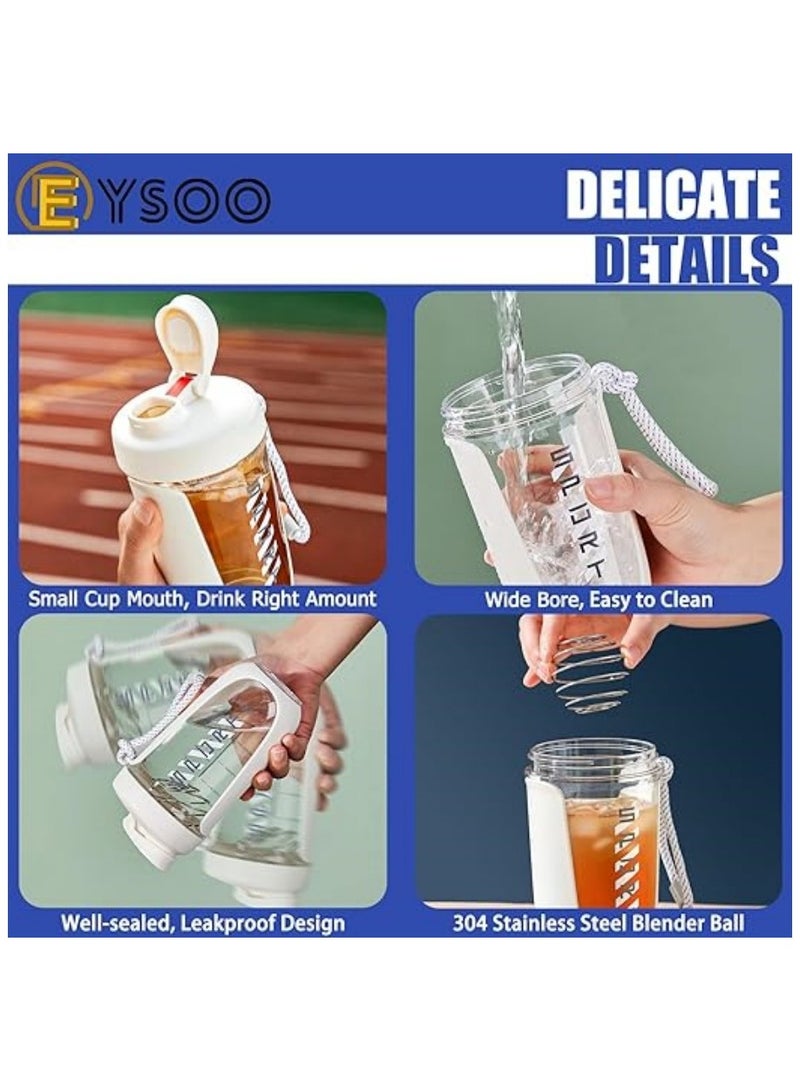 EYSOO Protein Shaker Bottle 20 oz Protein Shaker Cup Shaker Bottle for Protein Mixes Leakproof Shaker BPA Free Protein Shaker with Blender Ball for Gym Fitness (White) - Image 4