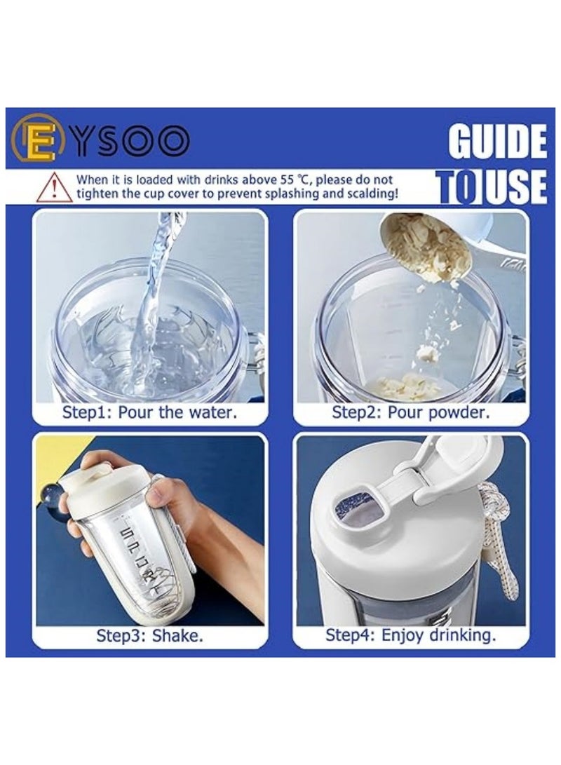 EYSOO Protein Shaker Bottle 20 oz Protein Shaker Cup Shaker Bottle for Protein Mixes Leakproof Shaker BPA Free Protein Shaker with Blender Ball for Gym Fitness (White) - Image 3