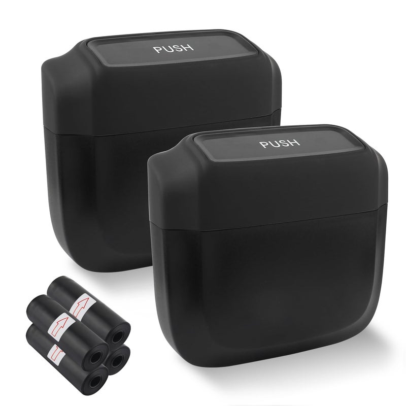 IHOTDER 2PCS Car Trash Can with Lid + 60PCS Garbage Bags,Mini Trash Can Interior Accessories for Door/Seat/Center Console/Home/Office,Multifunctional Car Organizers and Storage (Black) - Image 1