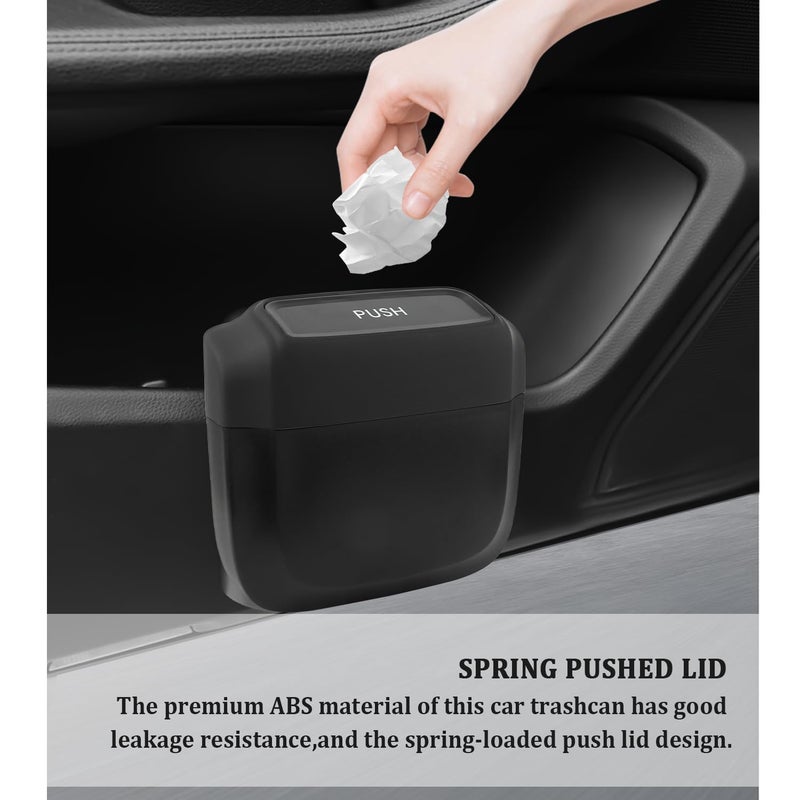 IHOTDER 2PCS Car Trash Can with Lid + 60PCS Garbage Bags,Mini Trash Can Interior Accessories for Door/Seat/Center Console/Home/Office,Multifunctional Car Organizers and Storage (Black) - Image 3