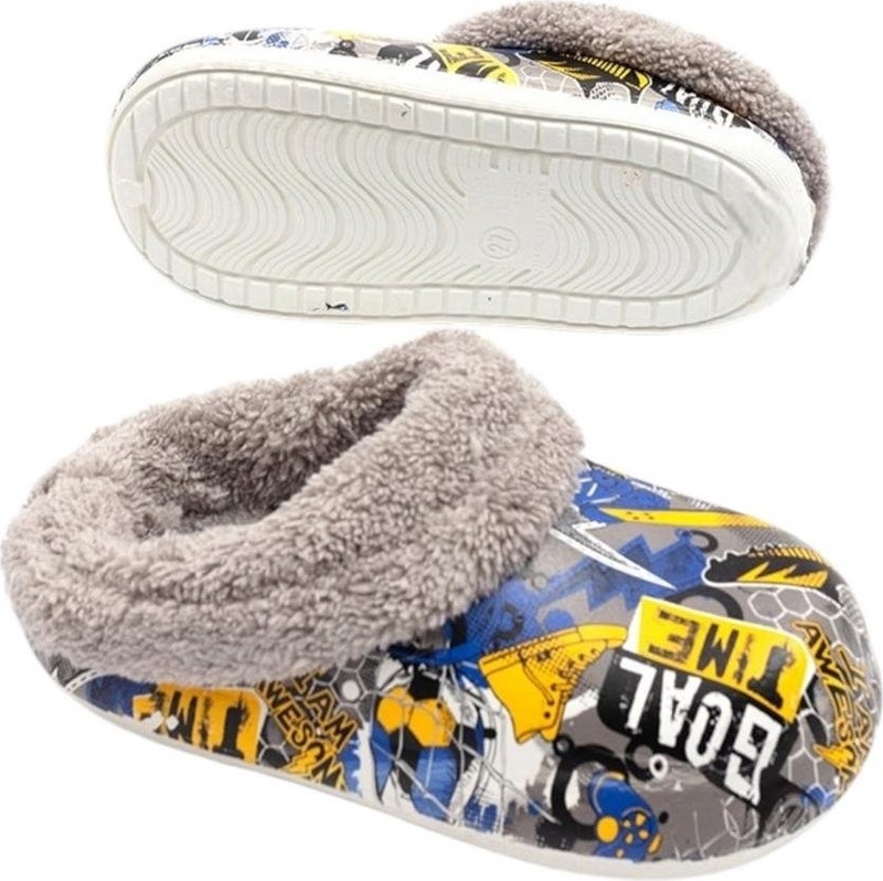 Liger Furry Inside Eva Outside Kids Home Nursery School Street Slippers Gray  - Image 4