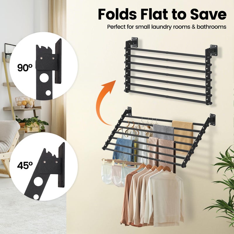 Scisum Wall Mounted Clothes Drying Rack 28 Inch â€“ Foldable Laundry Drying Rack for Wall Mount, Space Saving Indoor Drying Rack for Clothes, Compact & Sturdy Design - Image 2