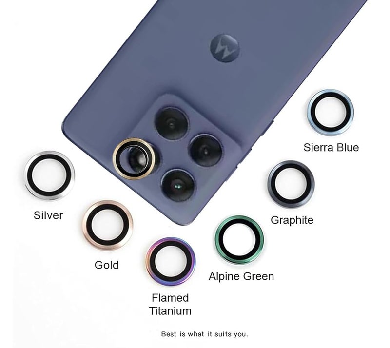 FabeKee Tempered Glass Camera Lens Protector For motorola edge 60 FUSION 9H Hardness, Full Coverage Anti Scratch Camera Metal Ring (, Gold) - Image 2