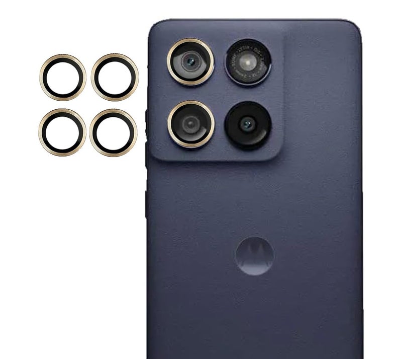 FabeKee Tempered Glass Camera Lens Protector For motorola edge 60 FUSION 9H Hardness, Full Coverage Anti Scratch Camera Metal Ring (, Gold) - Image 1