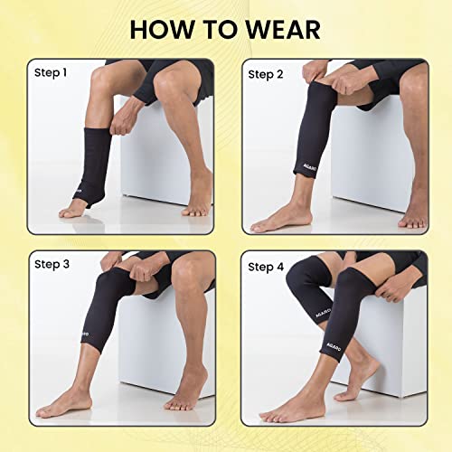 AGARO Stretchable Knee Support, Breathable Fabric, Uniform Compression, Relieves Muscle Pain, Joint Pain, Injury Recovery, For Workout, Running, For Men & Women, Knee Cap, Medium, Black Pack of 2 - Image 3