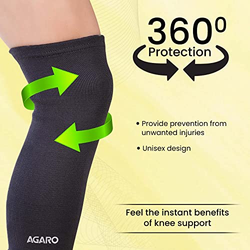 AGARO Stretchable Knee Support, Breathable Fabric, Uniform Compression, Relieves Muscle Pain, Joint Pain, Injury Recovery, For Workout, Running, For Men & Women, Knee Cap, Medium, Black Pack of 2 - Image 4