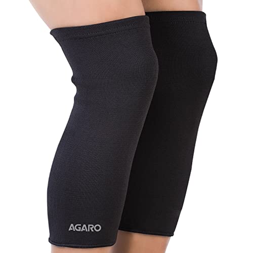 AGARO Stretchable Knee Support, Breathable Fabric, Uniform Compression, Relieves Muscle Pain, Joint Pain, Injury Recovery, For Workout, Running, For Men & Women, Knee Cap, Medium, Black Pack of 2 - Image 1