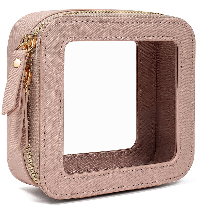LETGO Clear Makeup Bag SmallTravel Toiletry Bag TSA Approved Clear Makeup Case Pouch with ZipperCar Essentials for WomenMini Nude