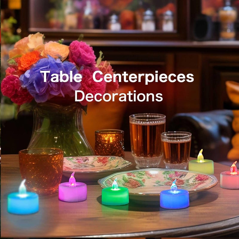 LANKER 24 Pack LED Tea Lights Candles, 7 Color Changing Flameless Tealights, Long Lasting Battery Operated Fake Candles, Decoration for Wedding, Halloween and Christmas (Multi-Color -24pcs) - Image 4