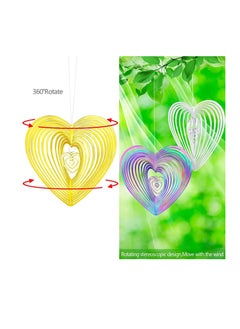 Excefore 3Pcs Heart Design Strong Visual Bird Repellent Reflective Pinwheels Deterrent Scarers Sparkly Wind Spinner for Anti-Bird Places Gold Silver Purple 3D Beating Flowing-Light Effect Garden Decorations  - Image 3