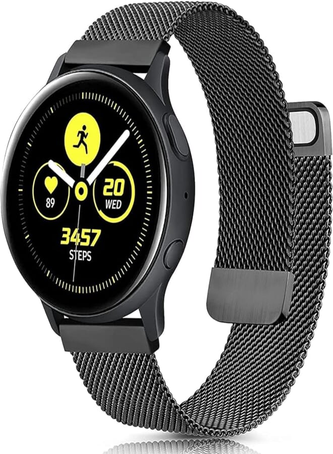 TREETOP Compatible with 20mm Stainless Steel Metal Mesh Magnetic Bracelet Band, Replacement for Xiaomi Huami Amazfit Youth Bip/Samsung Galaxy Watch 42mm/ Huawei watch 2 Smart Watch Strap (Black)