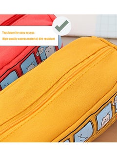 Ssovi Bus Pencil Case, Creative Lovely Bus, Student Small Animal Bus Canvas for Office Writing Case, Make Up Pen and Brush Bag, Orange  - Image 3