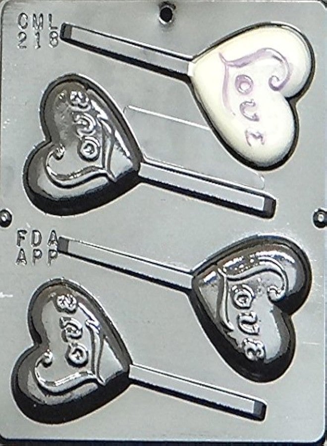 Lollipops Love on a Heart Lollipop Chocolate Candy Mold 218 - Image 1