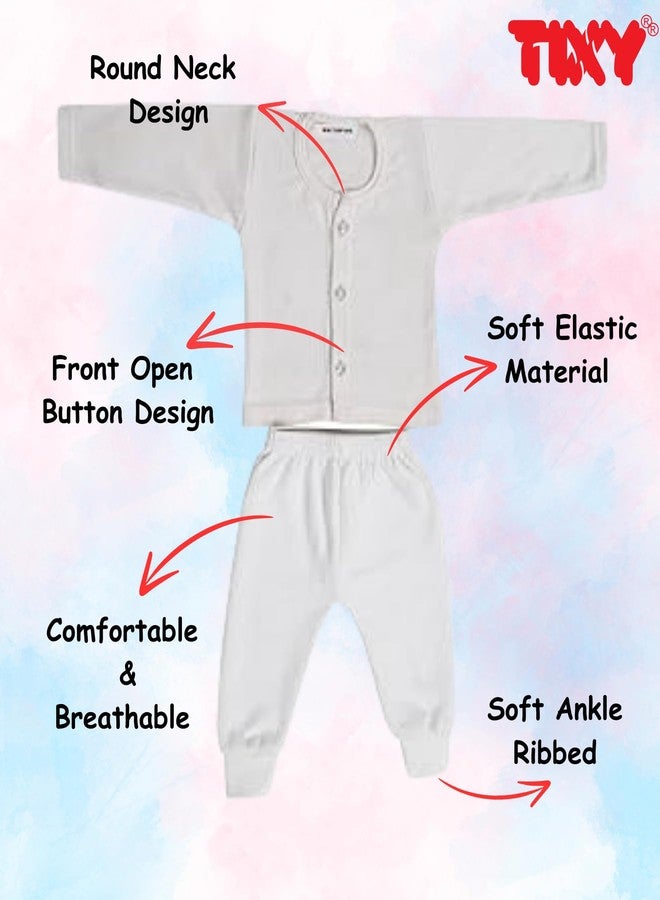 TIXY Baby Boys & Girls Winter Thermal Set - Front Open Full Sleeve Top and Pajami with Grip | Soft Cotton Blend Innerwear for Infants (0-24 Months) White - Image 3