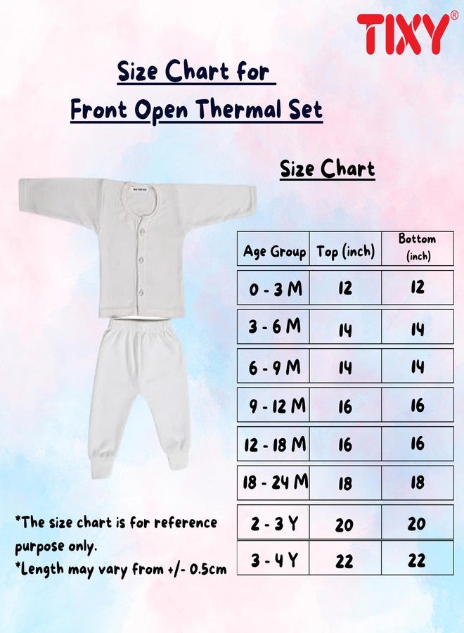 TIXY Baby Boys & Girls Winter Thermal Set - Front Open Full Sleeve Top and Pajami with Grip | Soft Cotton Blend Innerwear for Infants (0-24 Months) White - Image 4