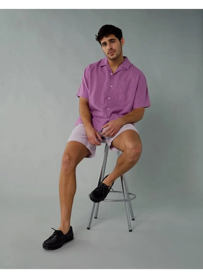 American Eagle AE Poolside Linen-Blend Button-Up Shirt