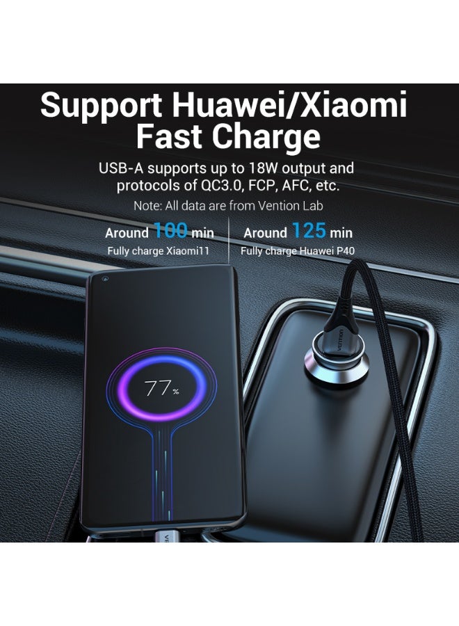 VENTION Two-Port USB A+C(18/20) Car Charger Gray Mini Style Aluminium Alloy Type Model # FFBH0 - Image 5