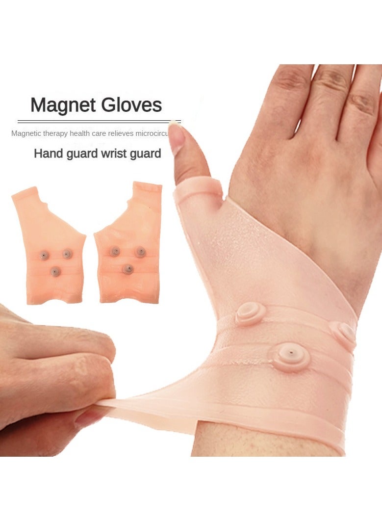 Bukela Silicone Gel Wrist & Thumb Support Gloves - Magnetic Therapy for Arthritis Adjustable Strap, Hand Massage & Pressure Correction, Pink, Comfortable & Durable Design, Wrist Stabilizer Gloves | Comfortable Design | Flexible Silicone - Image 3