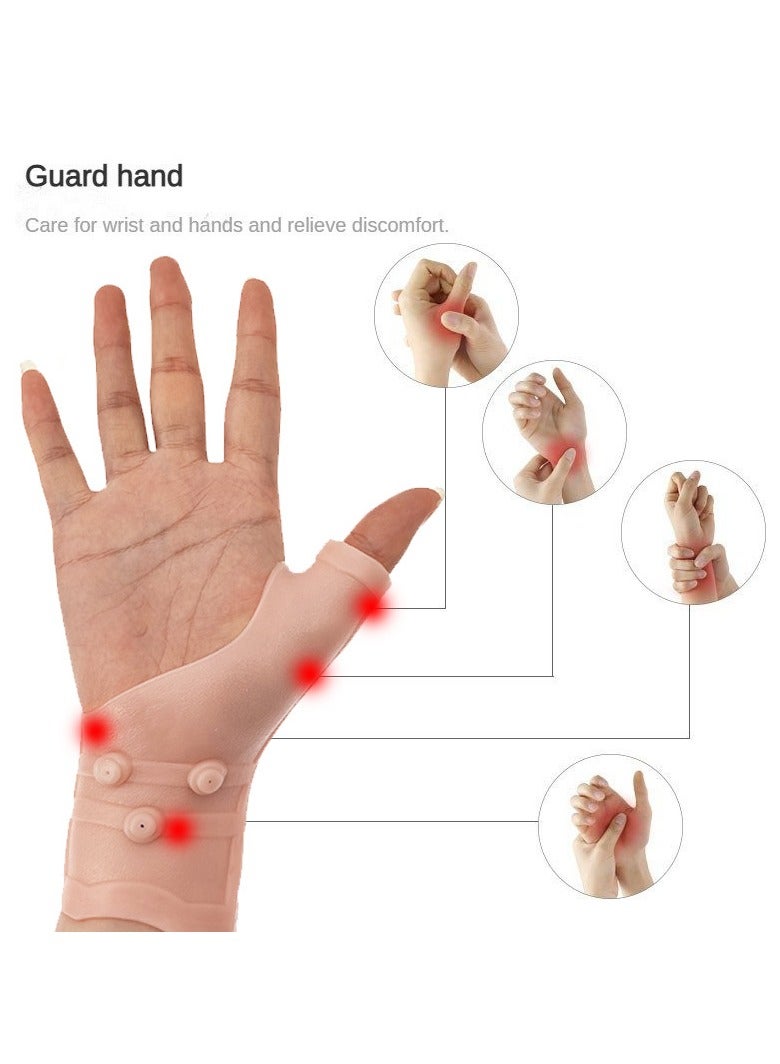 Bukela Silicone Gel Wrist & Thumb Support Gloves - Magnetic Therapy for Arthritis Adjustable Strap, Hand Massage & Pressure Correction, Pink, Comfortable & Durable Design, Wrist Stabilizer Gloves | Comfortable Design | Flexible Silicone - Image 4