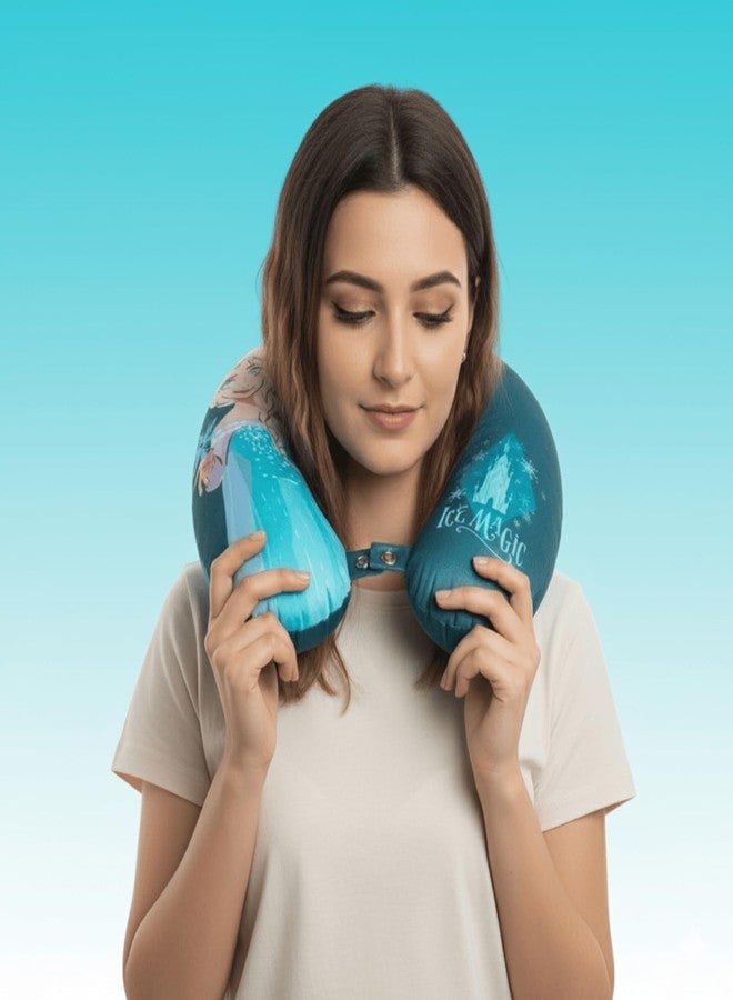 Comiclyfe Premium Memory Foam Neck Pillow for Flight Travell & Car Sleeping Comfortable Head Rest | Soft Velvet Washable Cover Travelling Pillows for Sleeping - Blue - Image 2