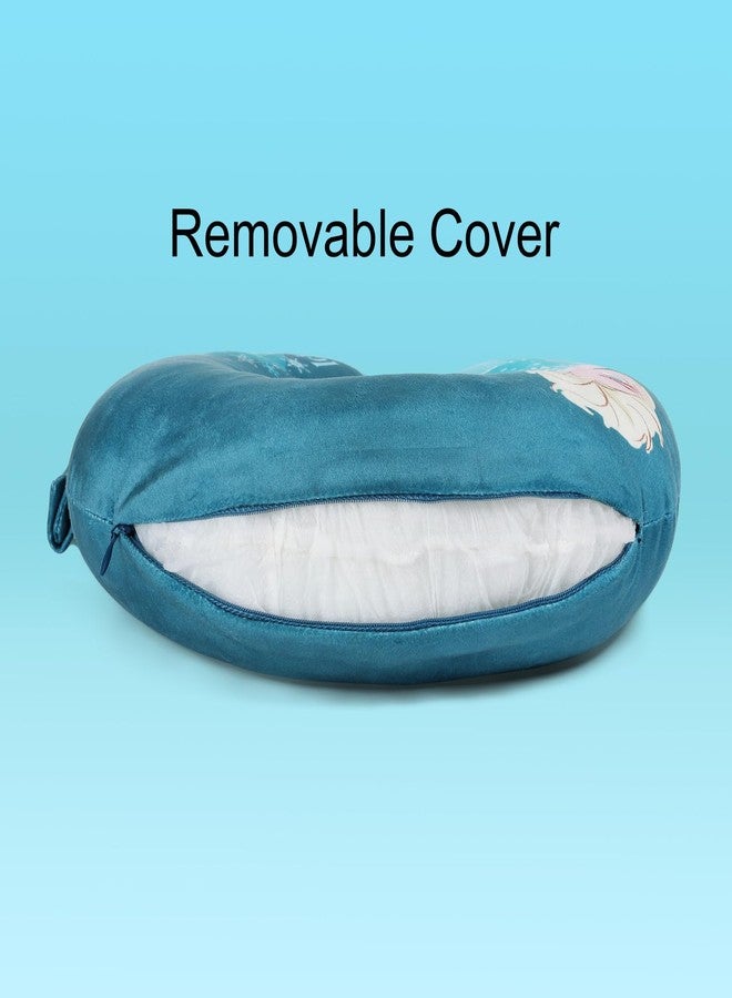 Comiclyfe Premium Memory Foam Neck Pillow for Flight Travell & Car Sleeping Comfortable Head Rest | Soft Velvet Washable Cover Travelling Pillows for Sleeping - Blue - Image 4