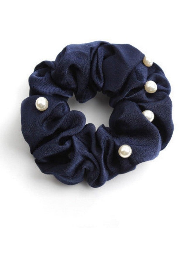 El Regalo 3 PCs Satin Silk Pearls Hair Scrunchies for Women/Girls- No Damage Silk Hair Ties with Delicate Pearls - Soft, Smooth & Shiny Hair Accessories (Color option-2) - Image 3