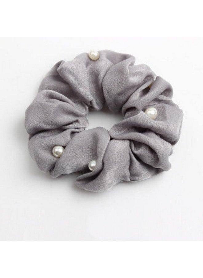 El Regalo 3 PCs Satin Silk Pearls Hair Scrunchies for Women/Girls- No Damage Silk Hair Ties with Delicate Pearls - Soft, Smooth & Shiny Hair Accessories (Color option-2) - Image 4