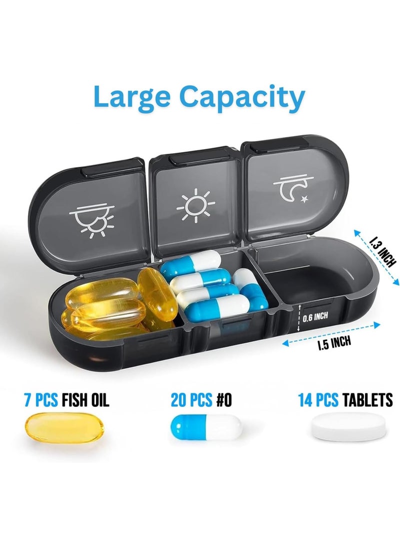 Portable Pill Organizer 3 Times a Day for 1 Week (Black) – Light Proof Pill Case with Large Compartments – Travel Friendly Medicine Organizer for Vitamins, Pills, Fish Oils, Medication & Supplements - Image 3