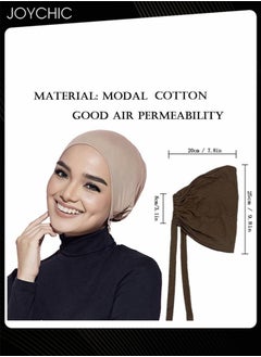 Joychic 3-Piece Solid Color Women Under Scarf Chemo Headwear Hat  Stretchable Hijab Cap Islamic Muslim with  Adjustable Tie-Back Closure  - Image 3