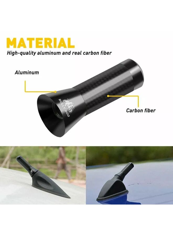 Black Carbon Fiber Radio Antenna Decorative Cover Kit 1 4 Inch Car Screw - Image 4