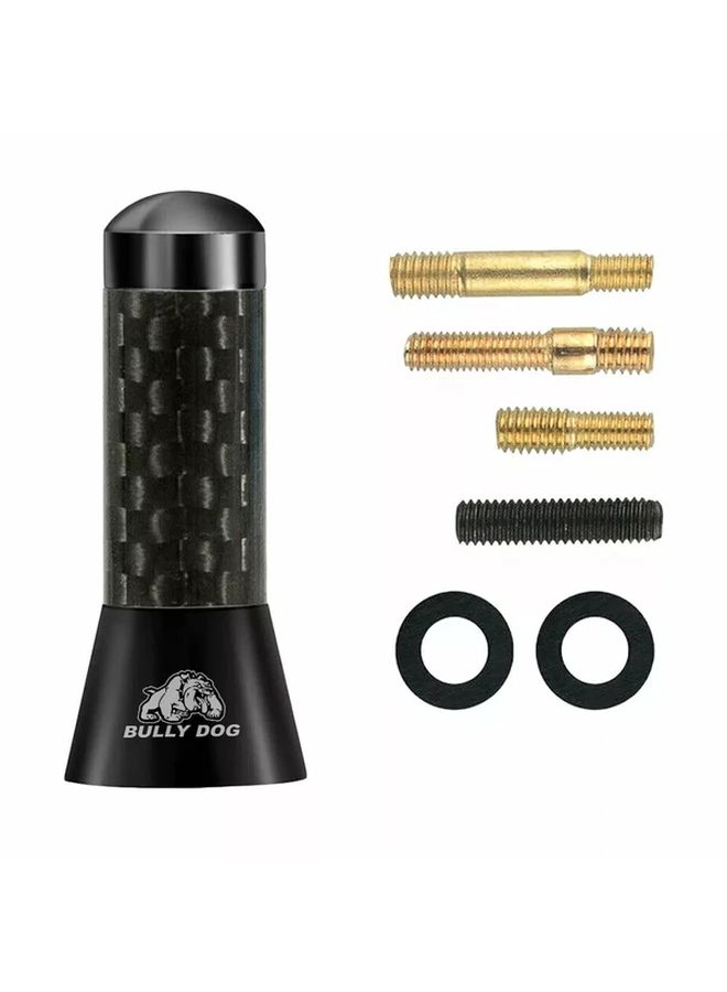 Black Carbon Fiber Radio Antenna Decorative Cover Kit 1 4 Inch Car Screw - Image 3