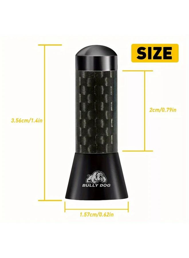 Black Carbon Fiber Radio Antenna Decorative Cover Kit 1 4 Inch Car Screw - Image 2