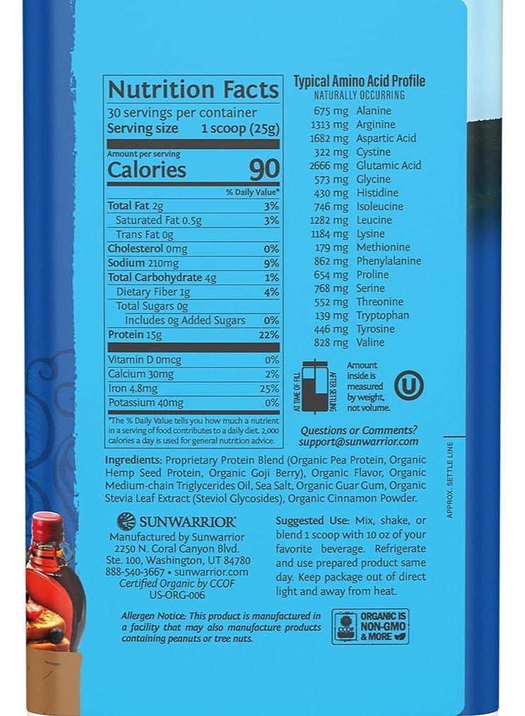 صن واريور Organic Plant Based Protein Powder 30 Servings - Image 2