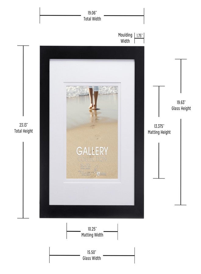 Malden 16x20 Matted Picture Frame - Made to Display Pictures 11x14 with Mat, or 16x20 without Mat -Black - Image 4
