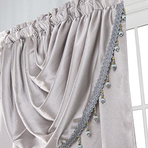 GLORY RUGS Window Panel with Attached Valance Curtain Bedroom Living Room Dining 42"X84" Grey - Image 3
