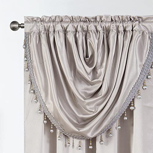 GLORY RUGS Window Panel with Attached Valance Curtain Bedroom Living Room Dining 42"X84" Grey - Image 2