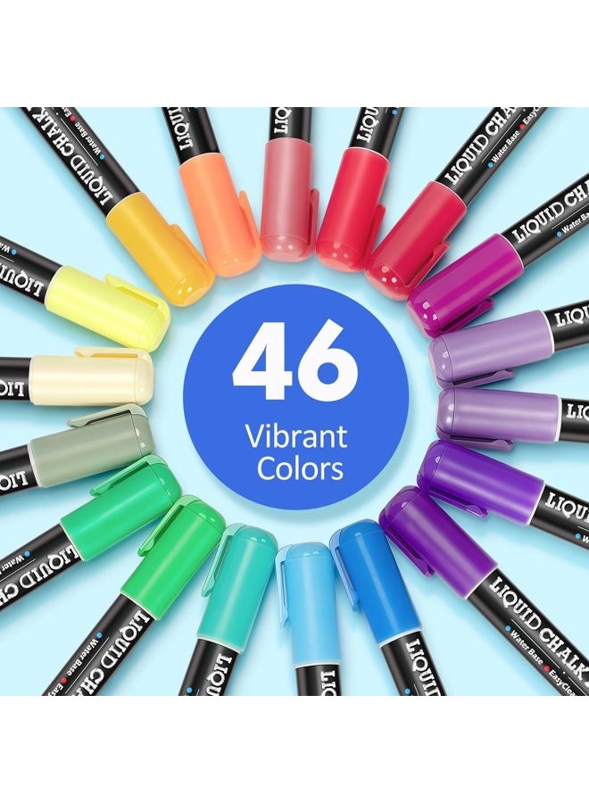 Bstoyder 46 Pack Liquid Chalk Markers for Blackboard, Dry Erase Markers Pens for Chalkboard Calendar Window Car Glass, 6mm Reversible Tip, Dust-Free Chalk Pens for School Kids Bistro Businesses Restaurants - Image 4