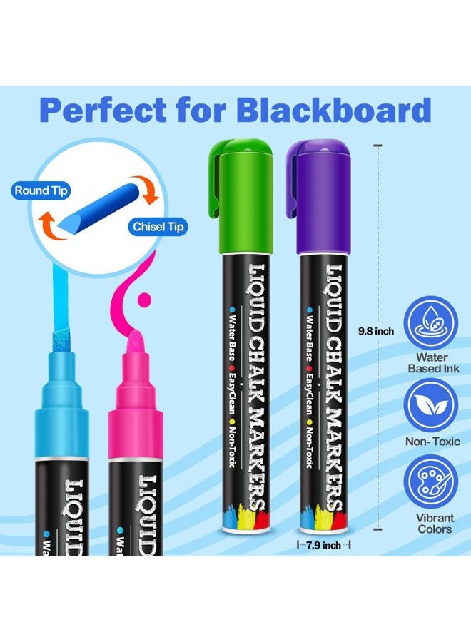 Bstoyder 46 Pack Liquid Chalk Markers for Blackboard, Dry Erase Markers Pens for Chalkboard Calendar Window Car Glass, 6mm Reversible Tip, Dust-Free Chalk Pens for School Kids Bistro Businesses Restaurants - Image 3